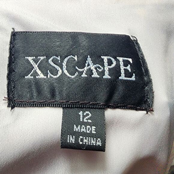 Xscape 12 Floral Ikat Rhinestone Jeweled Long Trumpet Mermaid Prom Dress Purple - Picture 9 of 13